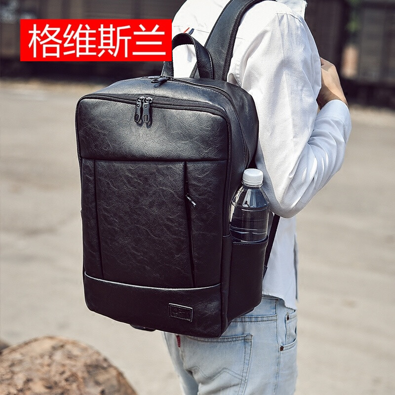 書包男時尚潮流休閑英倫初高中學生旅行包帆布雙肩包韓版男士背包 灰色