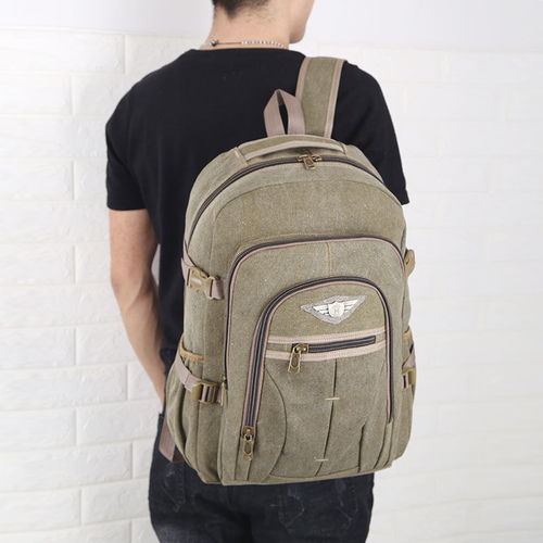 新款大容量帆布雙肩包休閑戶外旅行包男復(fù)古行李背囊多功能書包女