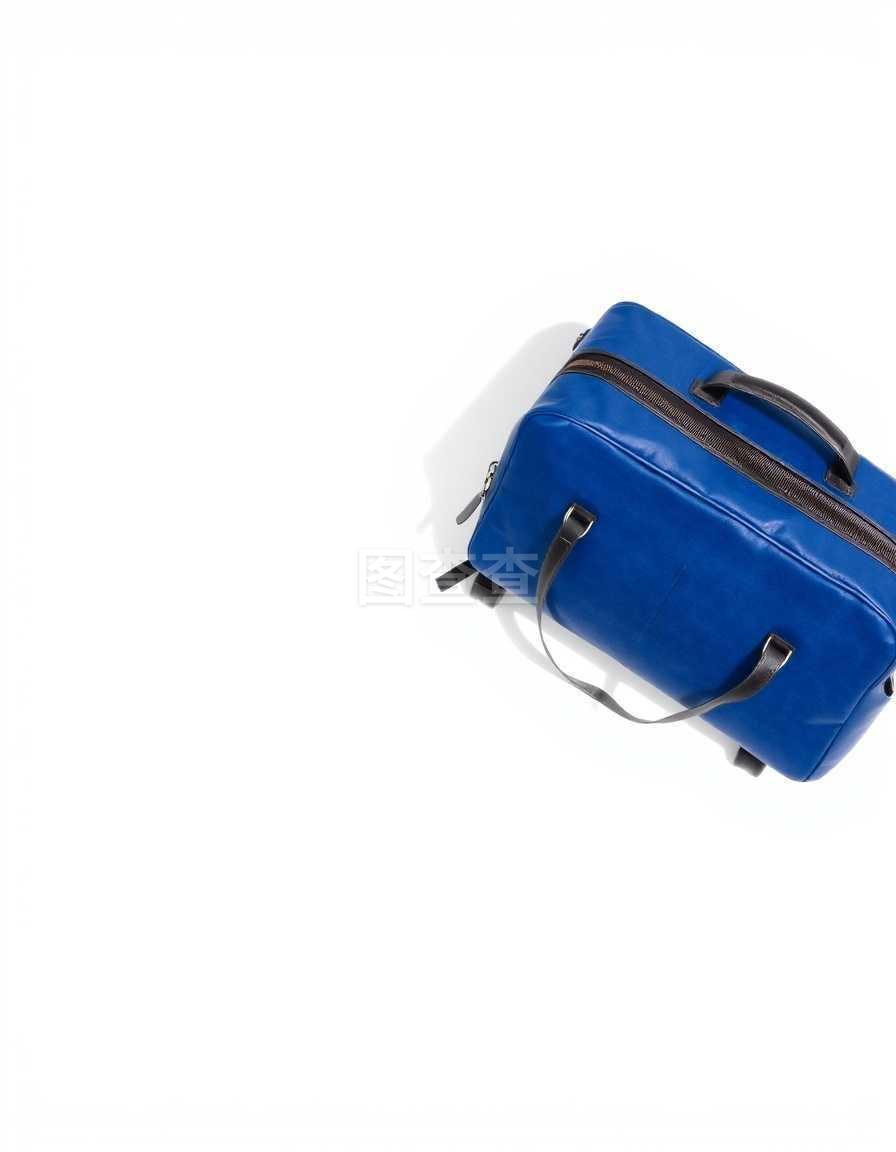 白色背景的藍(lán)色旅行包