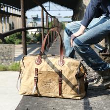 LAN藍皮具 男士大手提包 牛皮配帆布旅行包 大號復古純棉行李包_中國法律網推薦商城